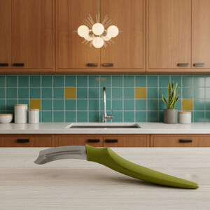 Vtg 1970's INOX Vegetable Peeler Avocado Green Handle 6.5” France Mid Century